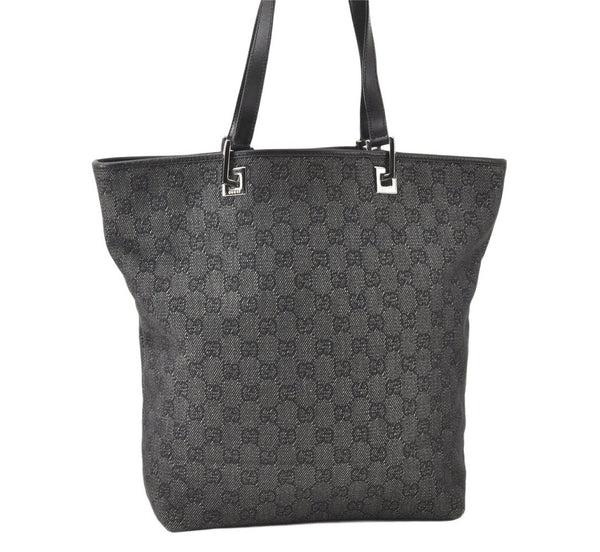 Authentic GUCCI Vintage Shoulder Tote Bag GG Canvas Leather 31243 Black 5378K