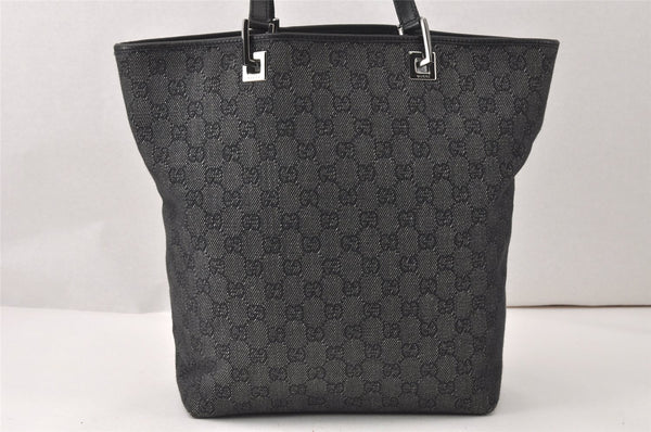 Authentic GUCCI Vintage Shoulder Tote Bag GG Canvas Leather 31243 Black 5378K