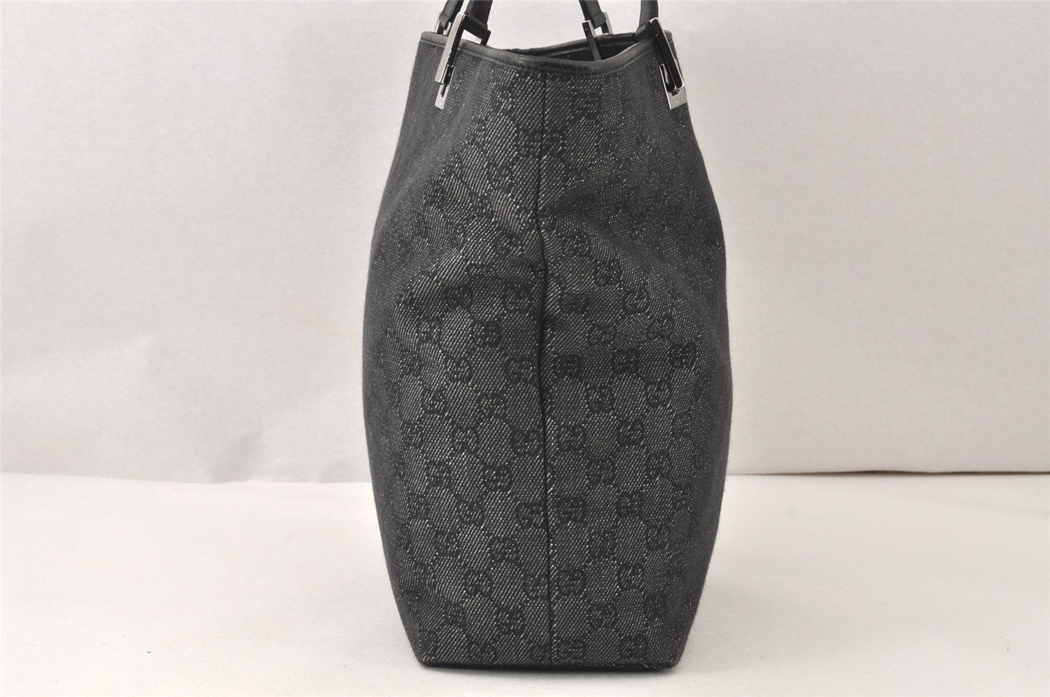 Authentic GUCCI Vintage Shoulder Tote Bag GG Canvas Leather 31243 Black 5378K