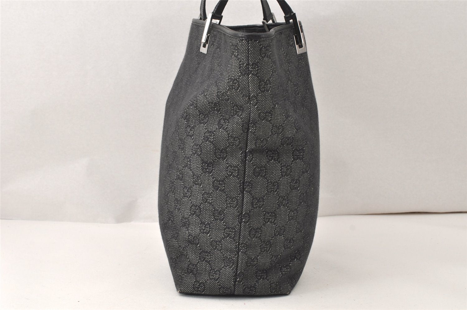 Authentic GUCCI Vintage Shoulder Tote Bag GG Canvas Leather 31243 Black 5378K