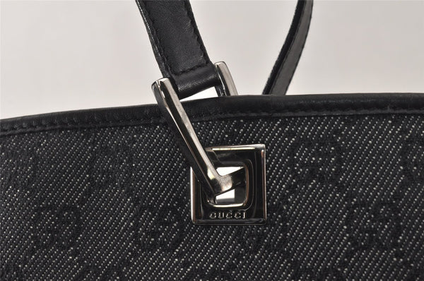 Authentic GUCCI Vintage Shoulder Tote Bag GG Canvas Leather 31243 Black 5378K