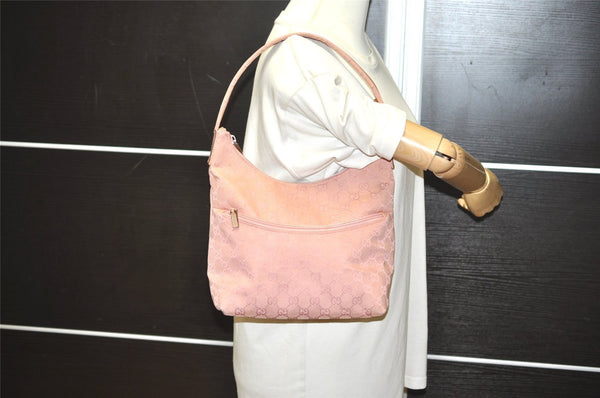 Authentic GUCCI Shoulder Hand Bag Purse GG Canvas Leather 0013386 Pink 5379I