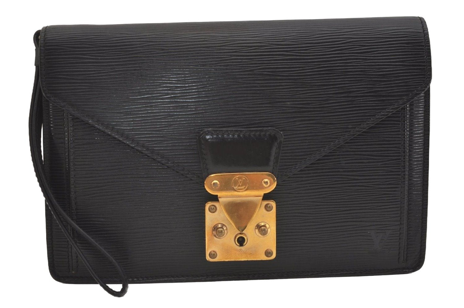 Authentic Louis Vuitton Epi Sellier Dragonne Clutch Bag Black M52612 LV 5380J