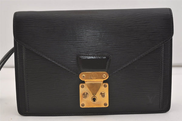 Authentic Louis Vuitton Epi Sellier Dragonne Clutch Bag Black M52612 LV 5380J