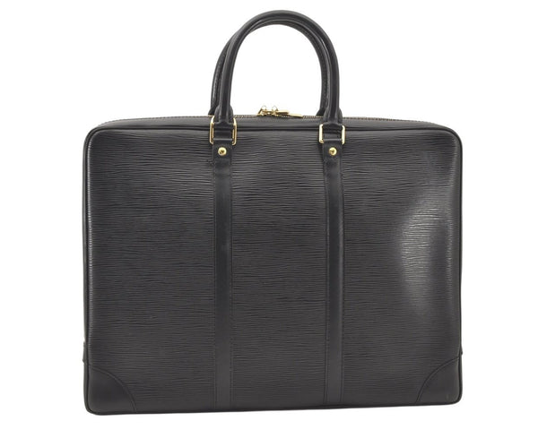 Authentic Louis Vuitton Epi Porte Documents Voyage Briefcase M59162 Black 5380K