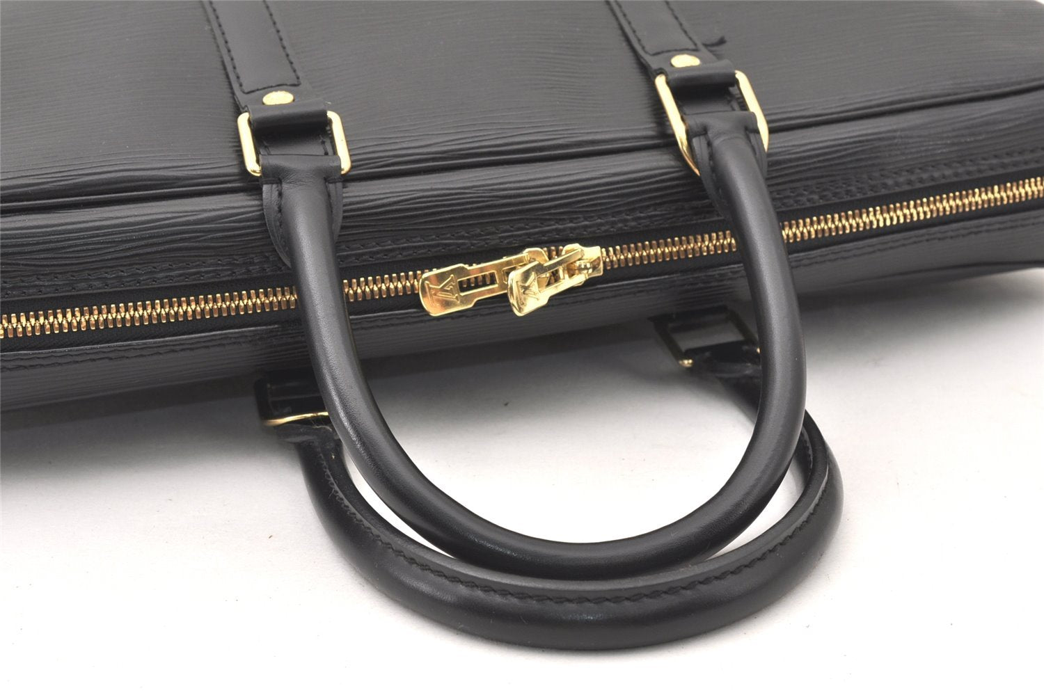 Authentic Louis Vuitton Epi Porte Documents Voyage Briefcase M59162 Black 5380K