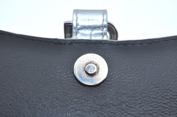 Authentic BALENCIAGA Hourglass Wallet Pouch Leather 656051 Silver Box 5381J