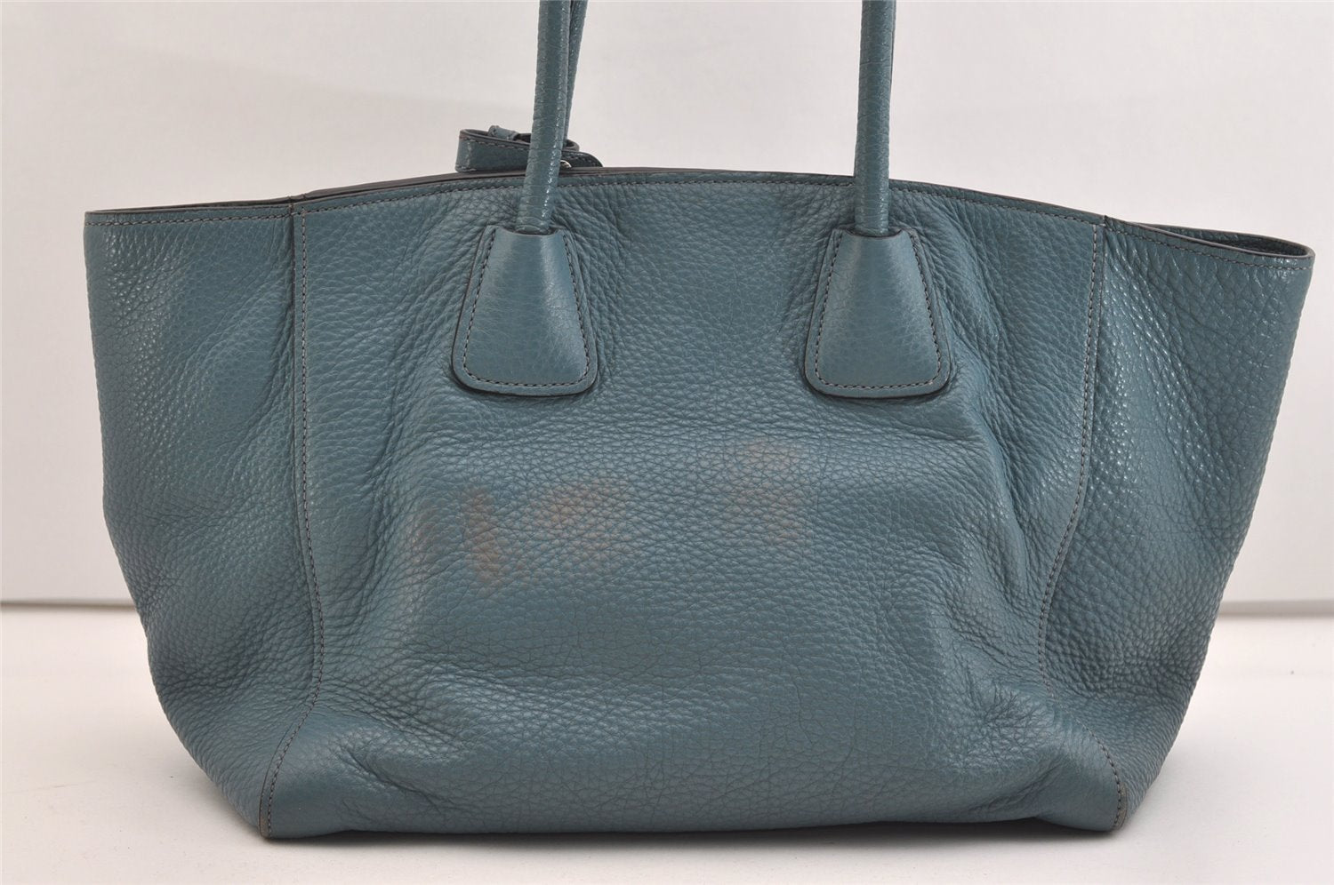 Authentic PRADA Vintage Leather Nappa 2Way Shoulder Hand Tote Bag Blue 5388J