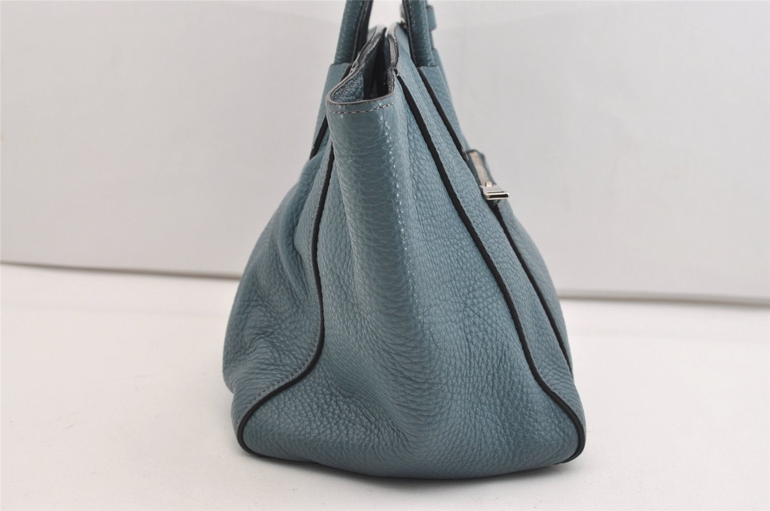 Authentic PRADA Vintage Leather Nappa 2Way Shoulder Hand Tote Bag Blue 5388J