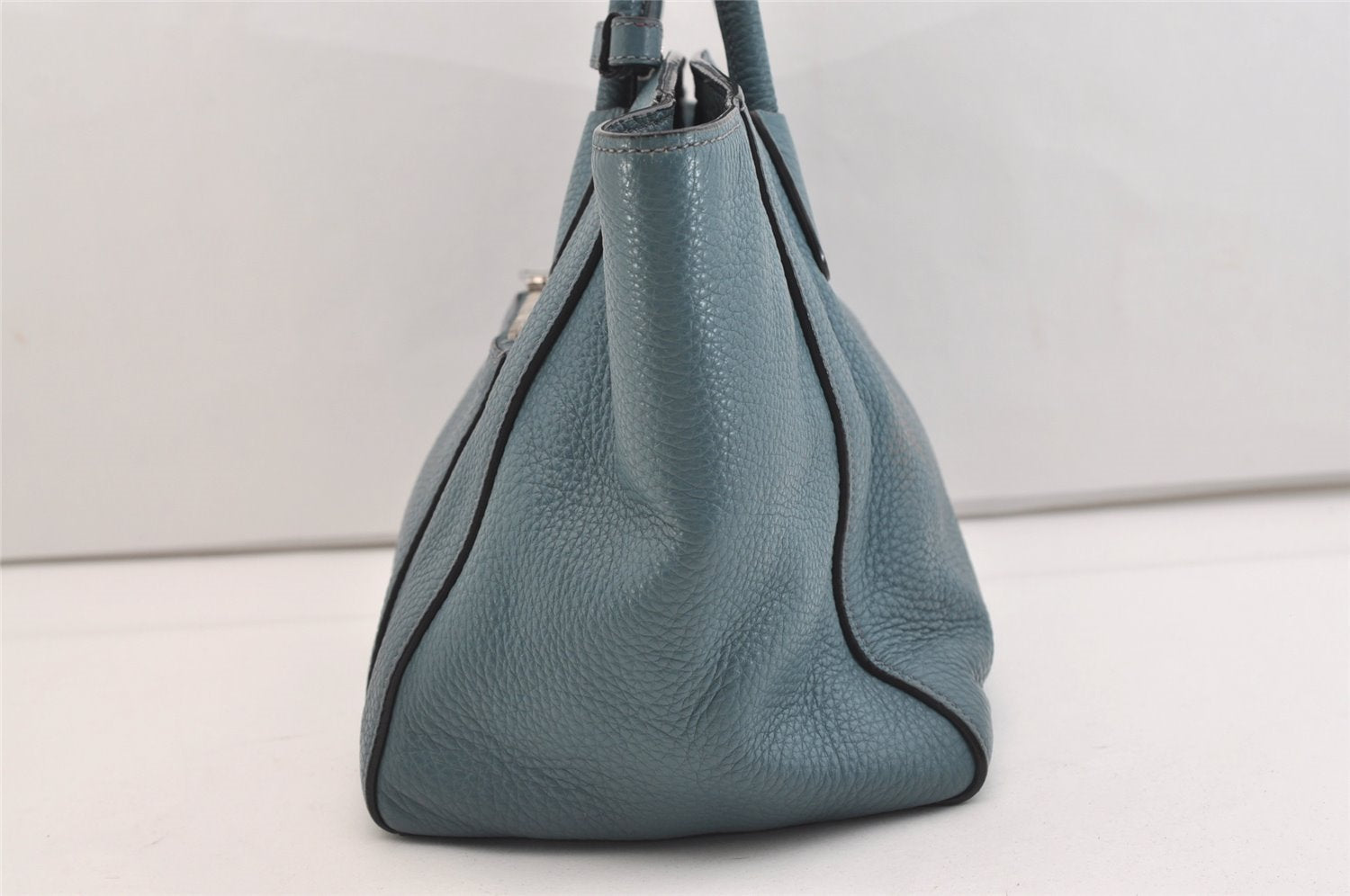 Authentic PRADA Vintage Leather Nappa 2Way Shoulder Hand Tote Bag Blue 5388J