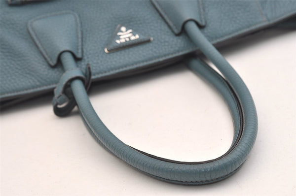 Authentic PRADA Vintage Leather Nappa 2Way Shoulder Hand Tote Bag Blue 5388J