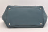 Authentic PRADA Vintage Leather Nappa 2Way Shoulder Hand Tote Bag Blue 5388J