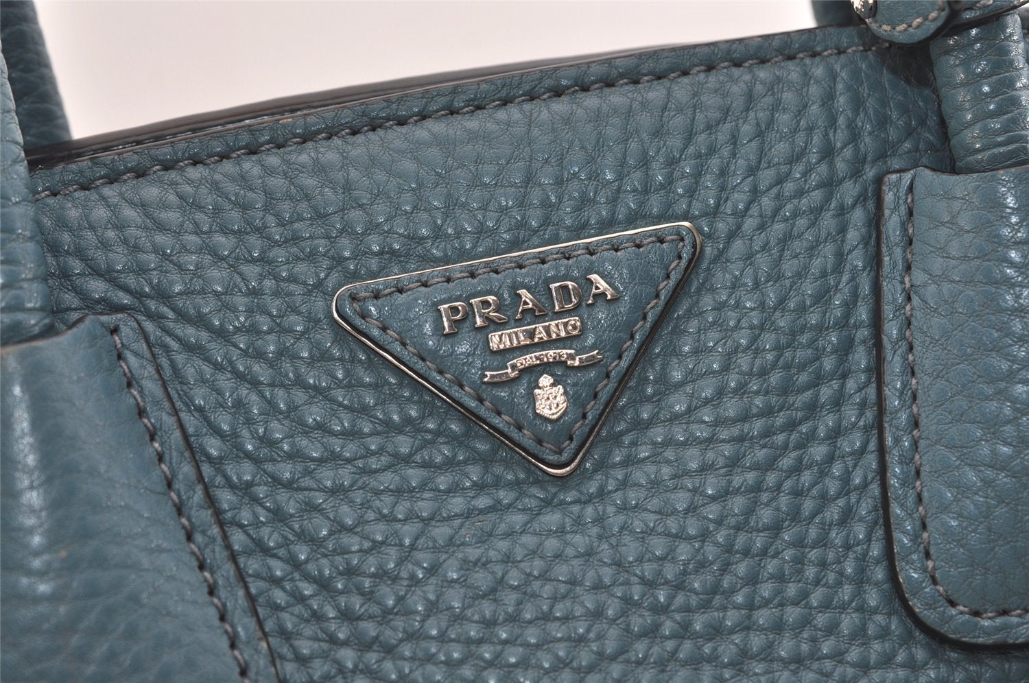Authentic PRADA Vintage Leather Nappa 2Way Shoulder Hand Tote Bag Blue 5388J