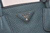 Authentic PRADA Vintage Leather Nappa 2Way Shoulder Hand Tote Bag Blue 5388J