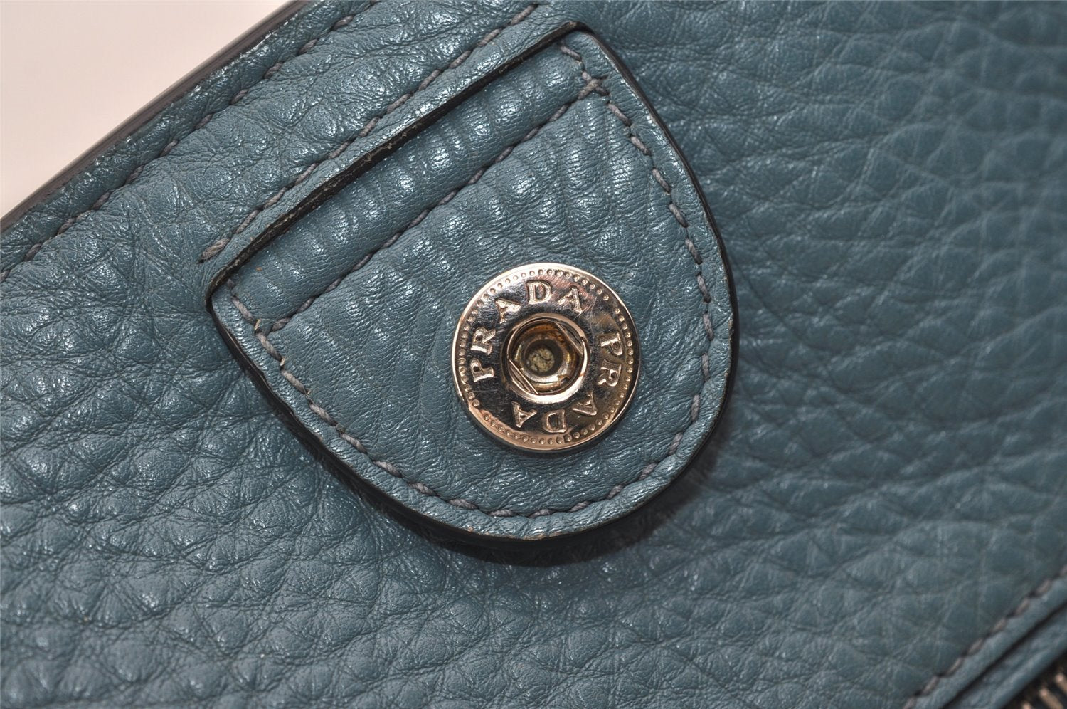 Authentic PRADA Vintage Leather Nappa 2Way Shoulder Hand Tote Bag Blue 5388J