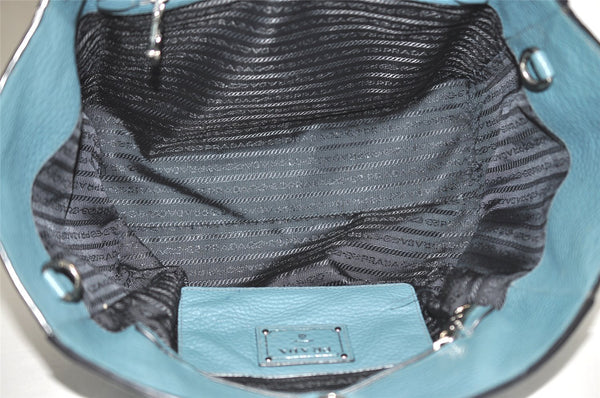 Authentic PRADA Vintage Leather Nappa 2Way Shoulder Hand Tote Bag Blue 5388J