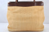 Authentic CHANEL Vintage Tote Bag CoCo Mark Raffia Leather Beige 5389K