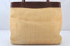 Authentic CHANEL Vintage Tote Bag CoCo Mark Raffia Leather Beige 5389K