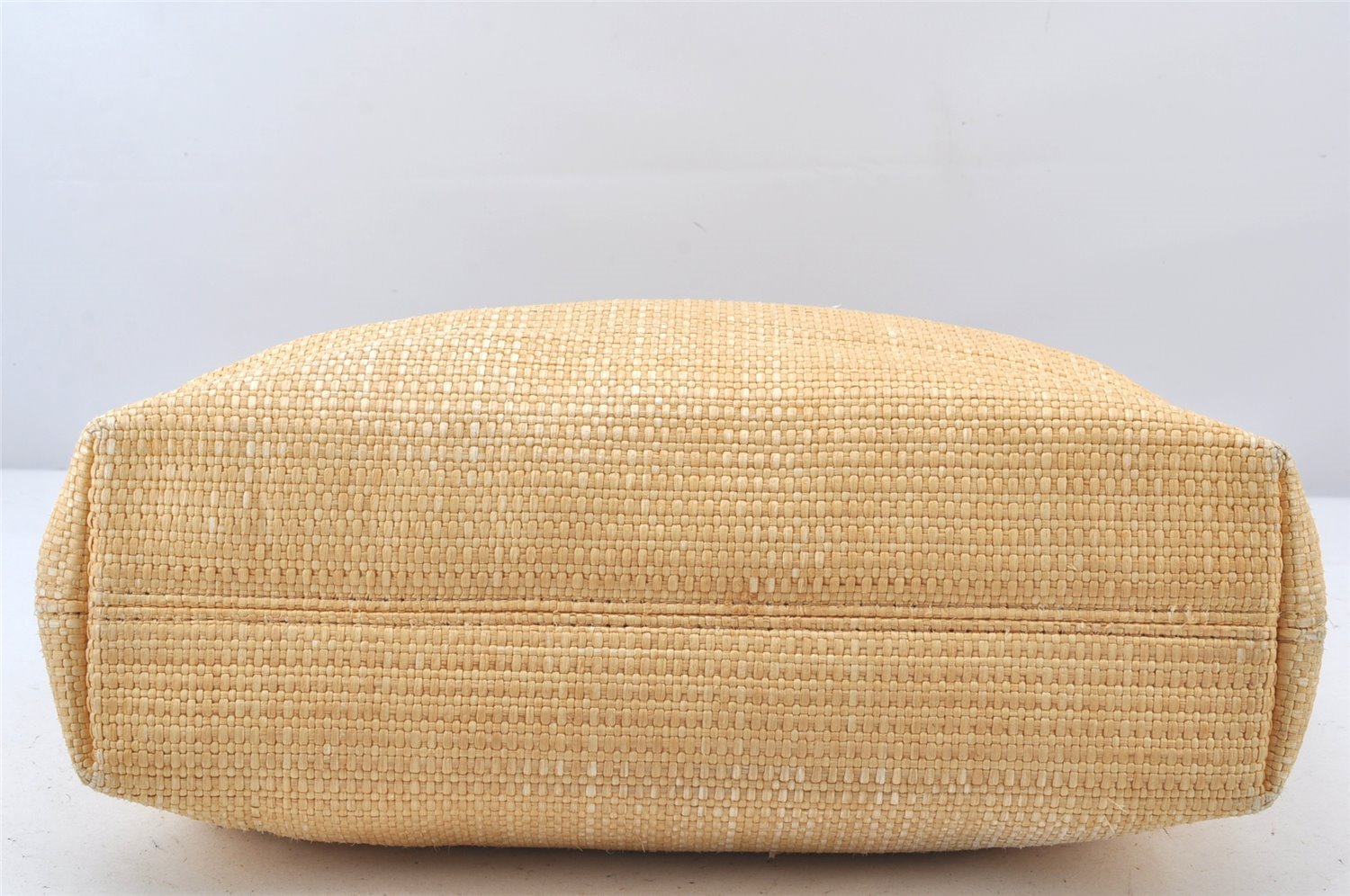 Authentic CHANEL Vintage Tote Bag CoCo Mark Raffia Leather Beige 5389K