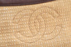 Authentic CHANEL Vintage Tote Bag CoCo Mark Raffia Leather Beige 5389K