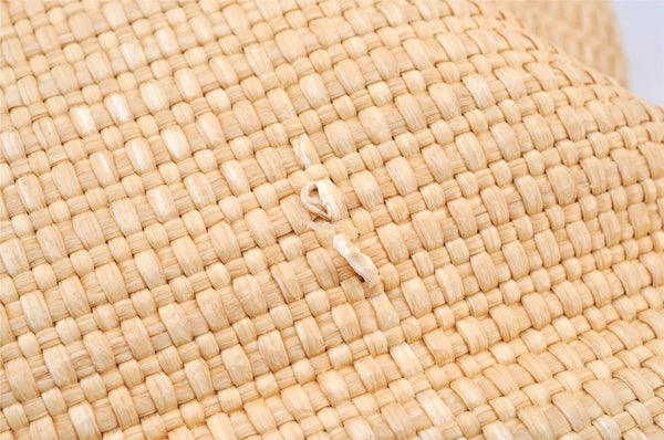 Authentic CHANEL Vintage Tote Bag CoCo Mark Raffia Leather Beige 5389K