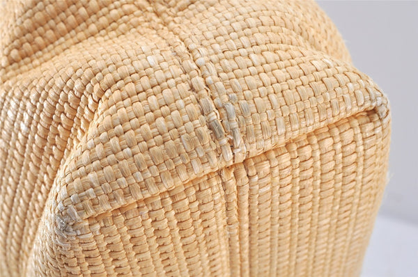 Authentic CHANEL Vintage Tote Bag CoCo Mark Raffia Leather Beige 5389K