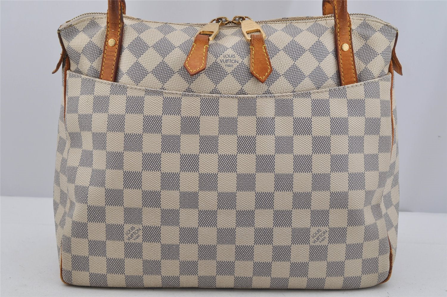 Authentic Louis Vuitton Damier Azur Figheri PM Shoulder Tote Bag N41176 LV 5390J