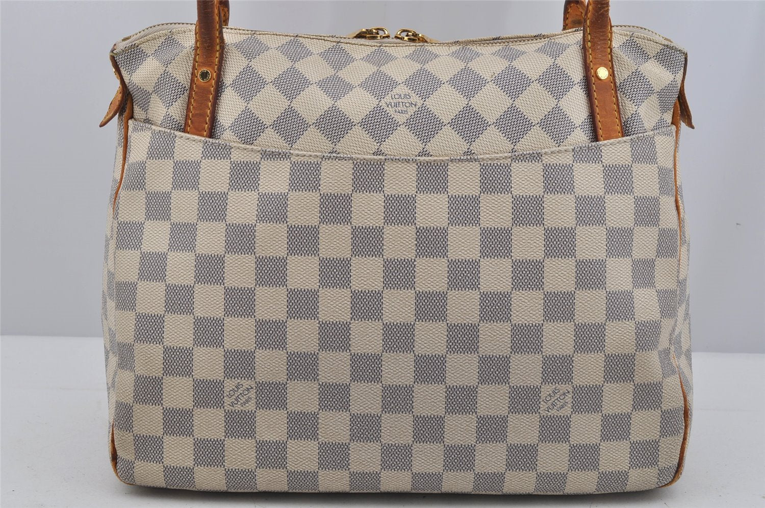 Authentic Louis Vuitton Damier Azur Figheri PM Shoulder Tote Bag N41176 LV 5390J