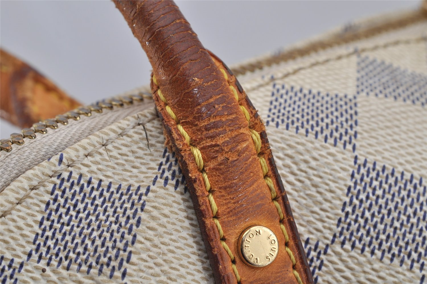 Authentic Louis Vuitton Damier Azur Figheri PM Shoulder Tote Bag N41176 LV 5390J