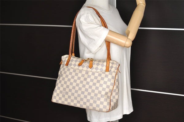 Authentic Louis Vuitton Damier Azur Figheri PM Shoulder Tote Bag N41176 LV 5390J
