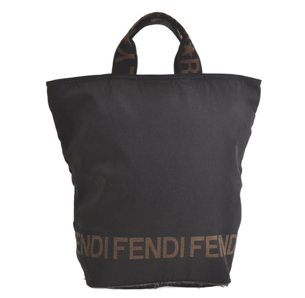 Authentic FENDI Vintage Nylon Leather Tote Hand Bag Black Junk 5392K