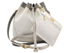 Auth Christian Dior Honeycomb Shoulder Drawstring Bag PVC Leather White 5393K