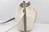 Auth Christian Dior Honeycomb Shoulder Drawstring Bag PVC Leather White 5393K