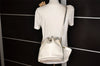 Auth Christian Dior Honeycomb Shoulder Drawstring Bag PVC Leather White 5393K