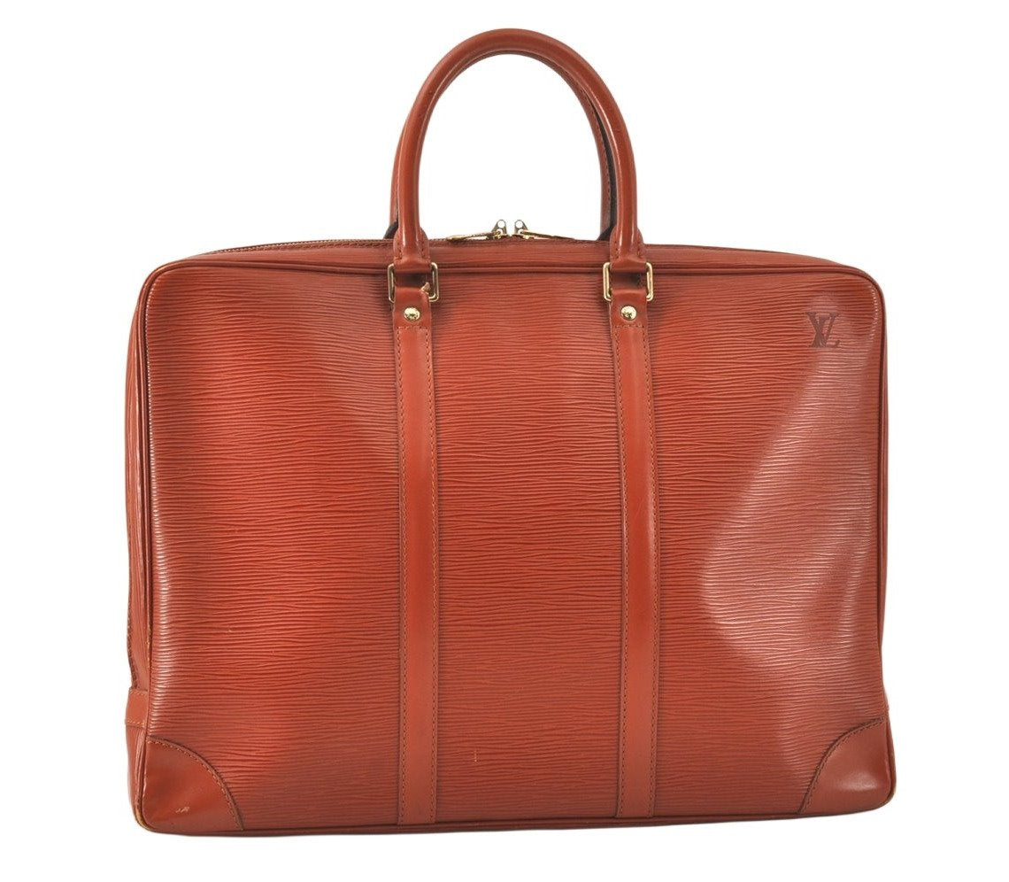 Authentic Louis Vuitton Epi Porte Documents Voyage Briefcase M54473 Brown 5394K