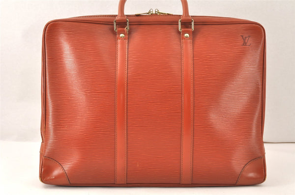 Authentic Louis Vuitton Epi Porte Documents Voyage Briefcase M54473 Brown 5394K