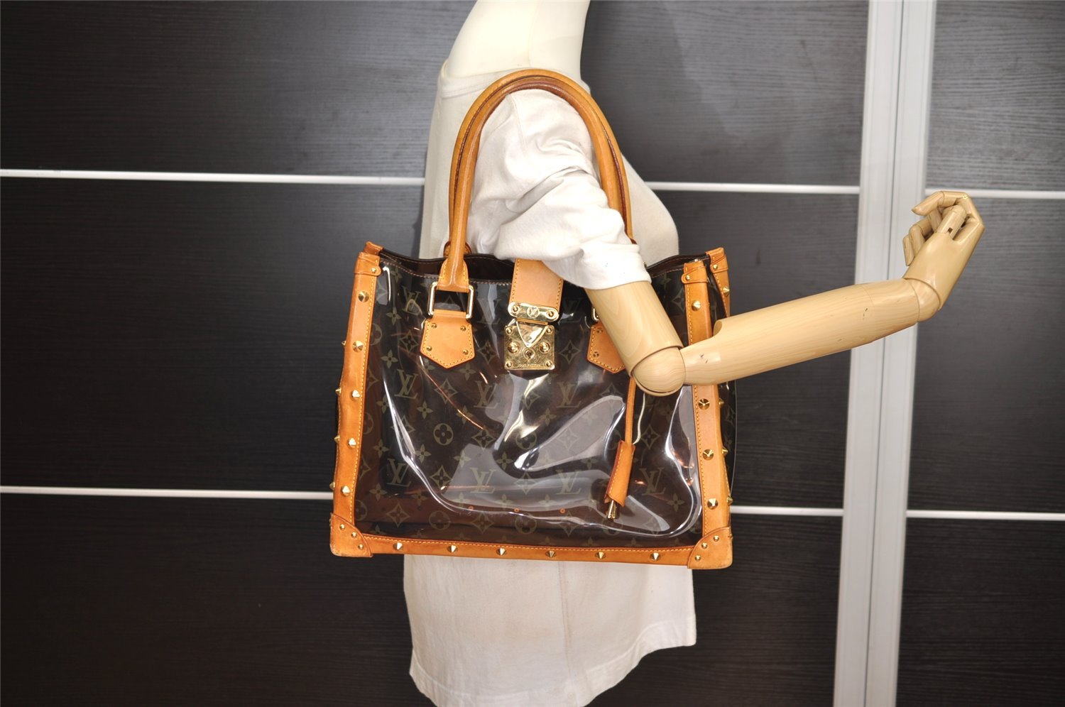 Auth Louis Vuitton Monogram Vinyl Neo Cabas Ambre MM Tote Bag M92504 LV 5395J