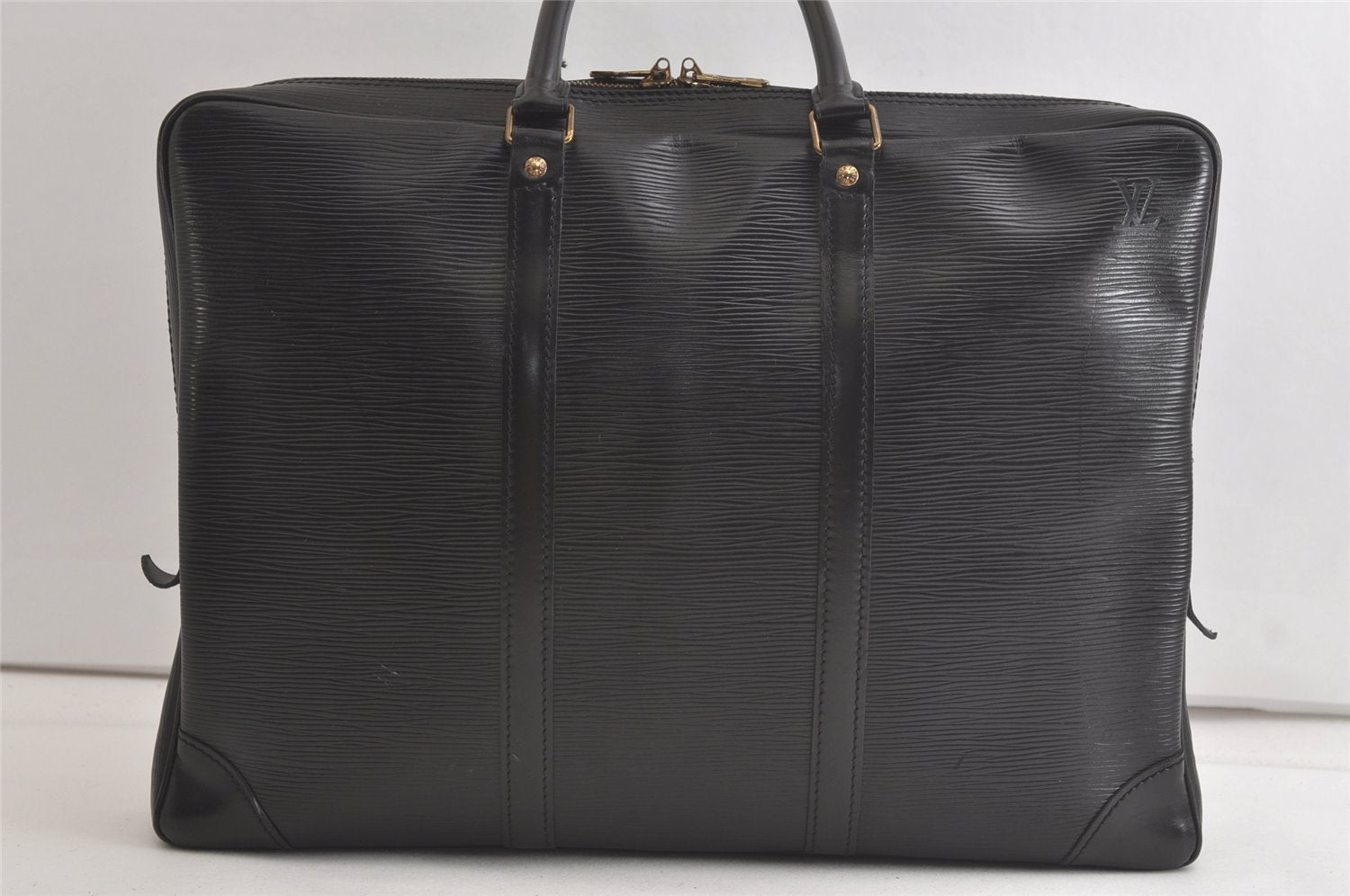 Authentic Louis Vuitton Epi Porte Documents Voyage Briefcase M59162 Black 5395K