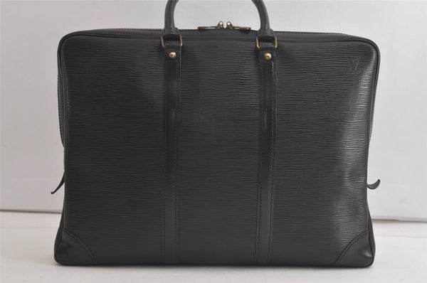 Authentic Louis Vuitton Epi Porte Documents Voyage Briefcase M59162 Black 5395K
