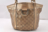 Authentic GUCCI GG Crystal Abbey Shoulder Tote Bag PVC Leather 211983 Gold 5396K