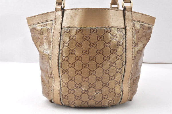 Authentic GUCCI GG Crystal Abbey Shoulder Tote Bag PVC Leather 211983 Gold 5396K