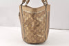 Authentic GUCCI GG Crystal Abbey Shoulder Tote Bag PVC Leather 211983 Gold 5396K