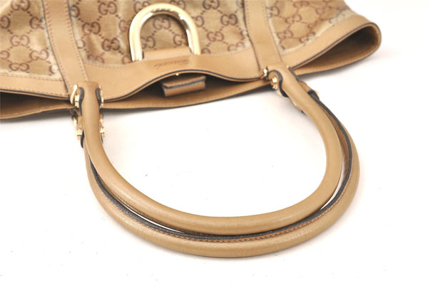 Authentic GUCCI GG Crystal Abbey Shoulder Tote Bag PVC Leather 211983 Gold 5396K