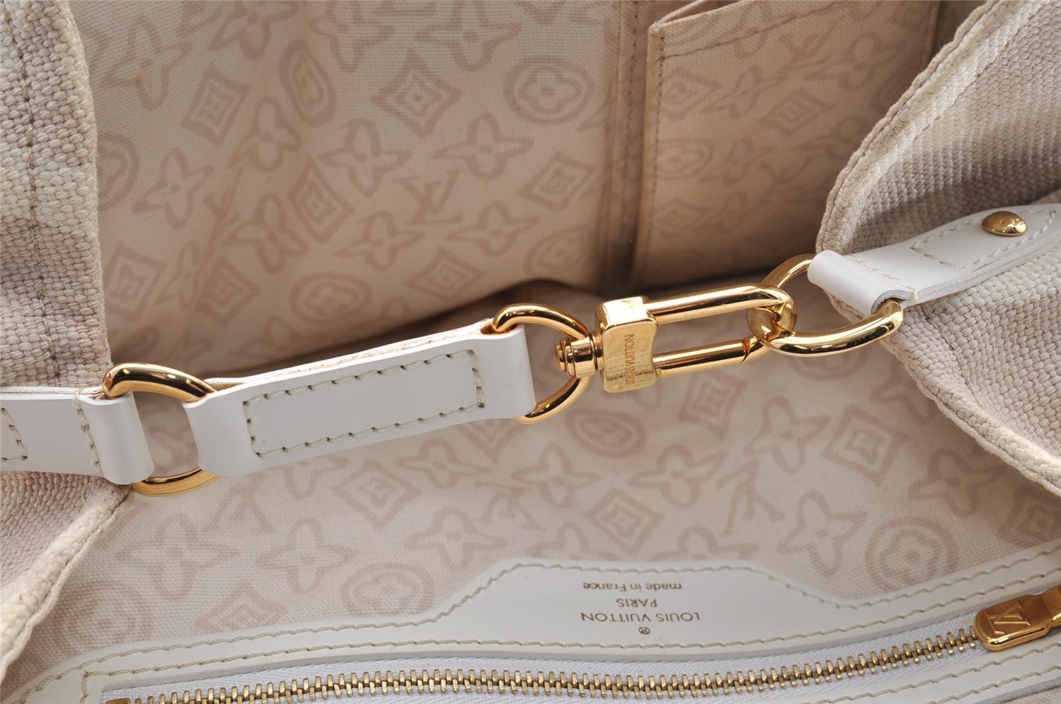 Authentic Louis Vuitton Cruise Line Tahitienne PM Tote Bag Beige M95674 LV 5397I