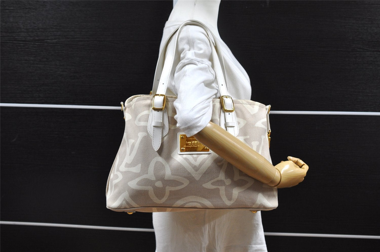 Authentic Louis Vuitton Cruise Line Tahitienne PM Tote Bag Beige M95674 LV 5397I