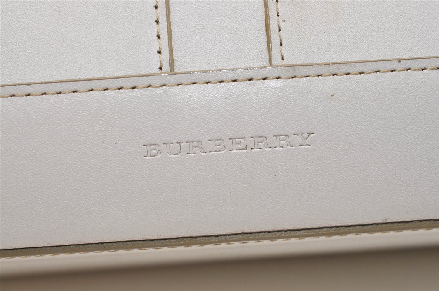 Authentic BURBERRY Vintage Leather Shoulder Hand Bag White 5397J