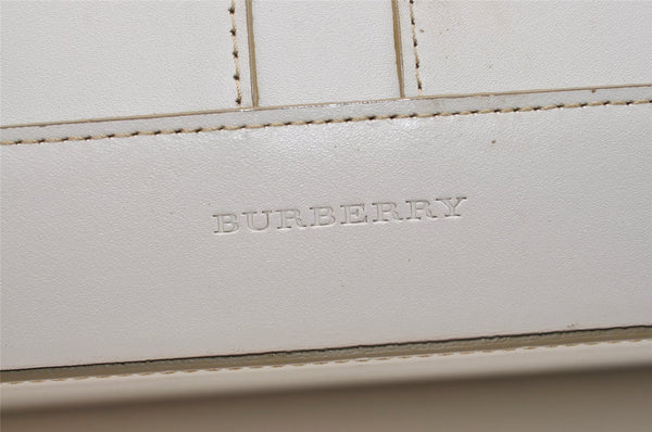 Authentic BURBERRY Vintage Leather Shoulder Hand Bag White 5397J