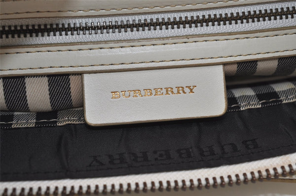 Authentic BURBERRY Vintage Leather Shoulder Hand Bag White 5397J