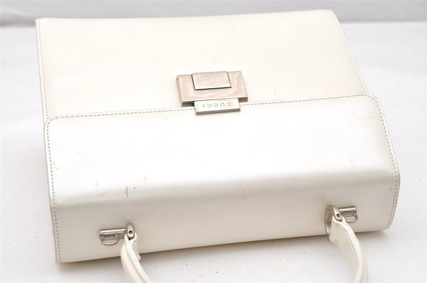 Authentic GUCCI Vintage 2Way Shoulder Hand Bag Purse Enamel White Junk 5398K