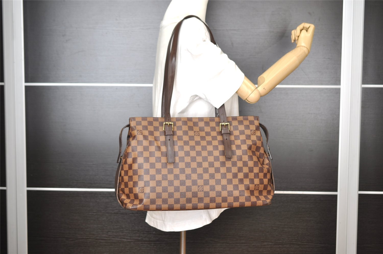 Authentic Louis Vuitton Damier Chelsea Shoulder Tote Bag N51119 LV 5399I
